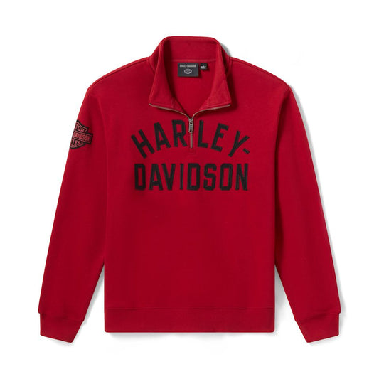 Harley-Davidson® Men's H-D Essential 1/4 Zip Pullover Fleece - Harley Deep Red