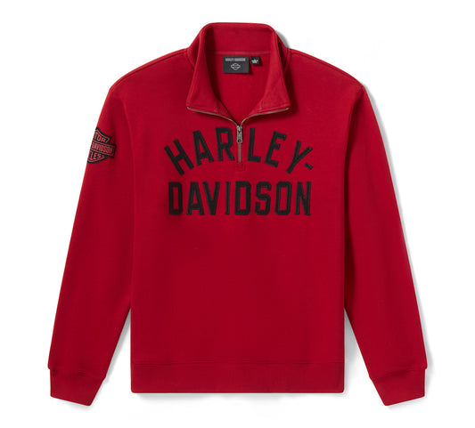 Harley-Davidson® Men's H-D Essential 1/4 Zip Pullover Fleece - Harley Deep Red