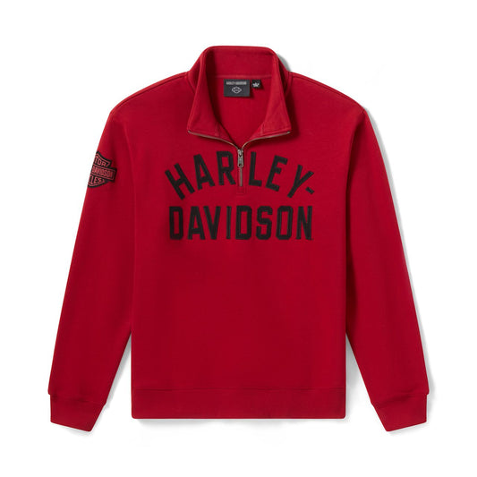 Harley-Davidson® Men's H-D Essential 1/4 Zip Pullover Fleece - Harley Deep Red