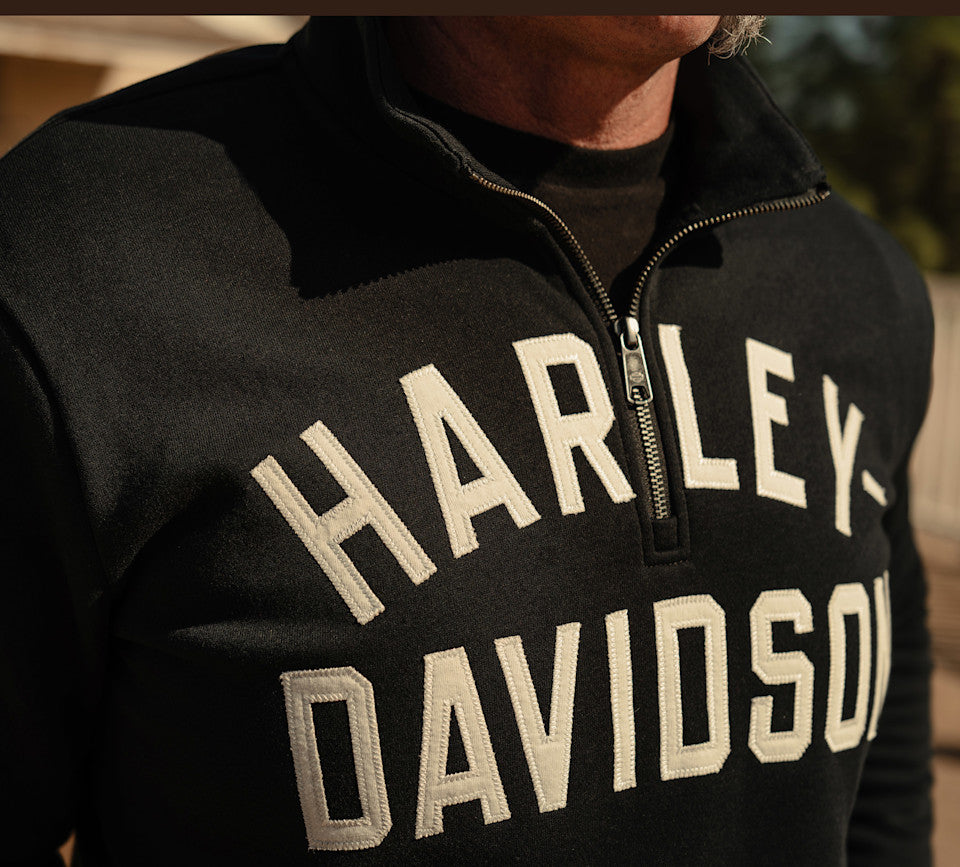 Harley-Davidson® Men's H-D Essential 1/4 Zip Pullover Fleece - Harley Black