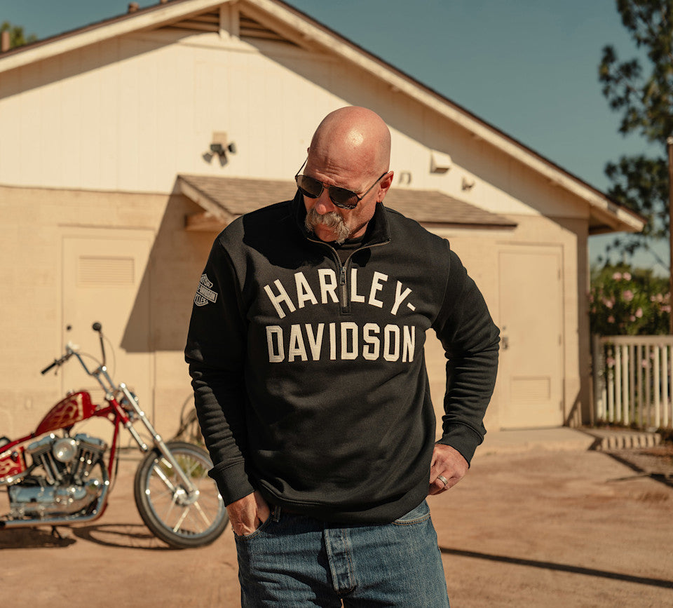 Harley-Davidson® Men's H-D Essential 1/4 Zip Pullover Fleece - Harley Black