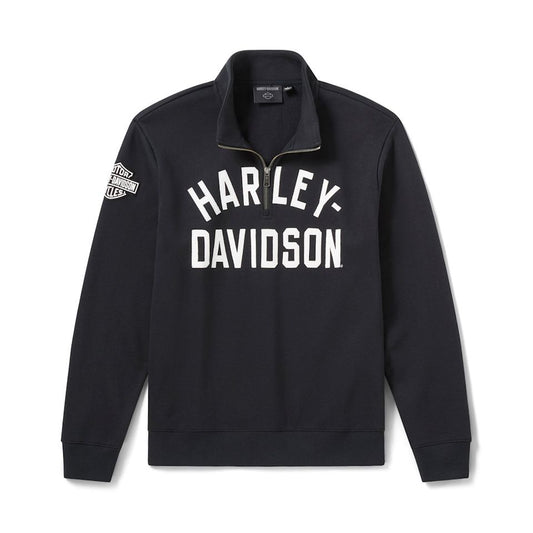 Harley-Davidson® Men's H-D Essential 1/4 Zip Pullover Fleece - Harley Black