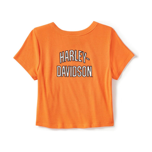 Harley-Davidson® Ladies Bar & Shield Cropped Top-Orange