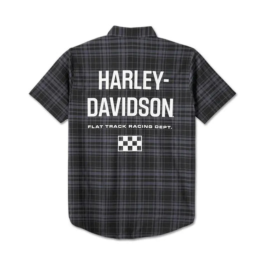 Harley-Davidson® Men's Enduro Short Sleeve Performance Plaid Shirt - Black Plaid