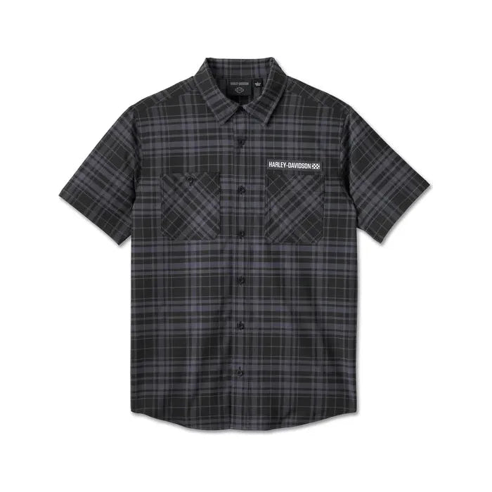 Harley-Davidson® Men's Enduro Short Sleeve Performance Plaid Shirt - Black Plaid