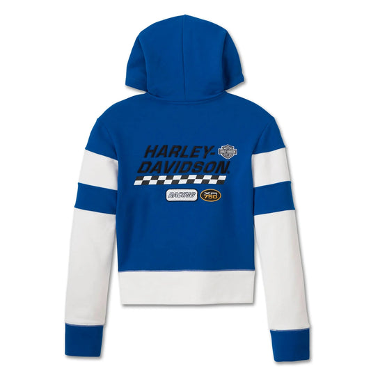 Harley-Davidson® Women's Blue Blazes Cropped Hoodie