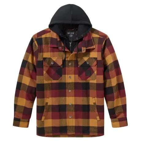 Harley-Davidson® Men's Shirt Jacket, American Classic Hooded Brown/Black