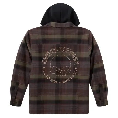 Harley-Davidson® Men's Shirt Jacket Willie G Dark Custom Hooded Grey/Black