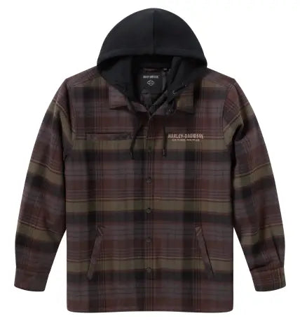 Harley-Davidson® Men's Shirt Jacket Willie G Dark Custom Hooded Grey/Black