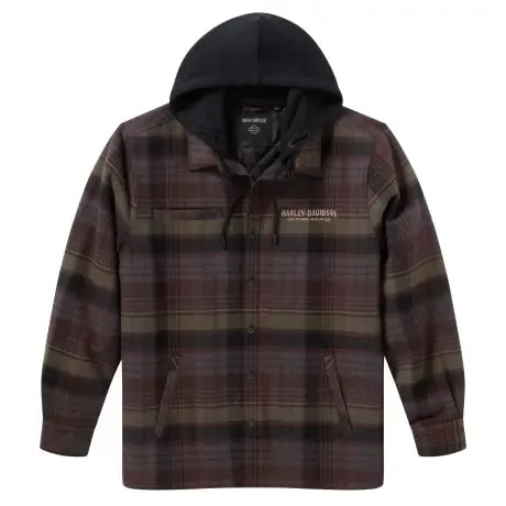 Harley-Davidson® Men's Shirt Jacket Willie G Dark Custom Hooded Grey/Black