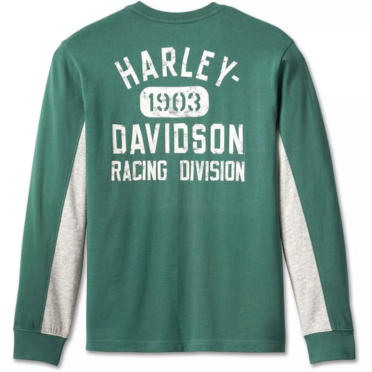 Harley-Davidson® Men's Racing Bar & Shield Tee - Colourblocked- Bistro Green