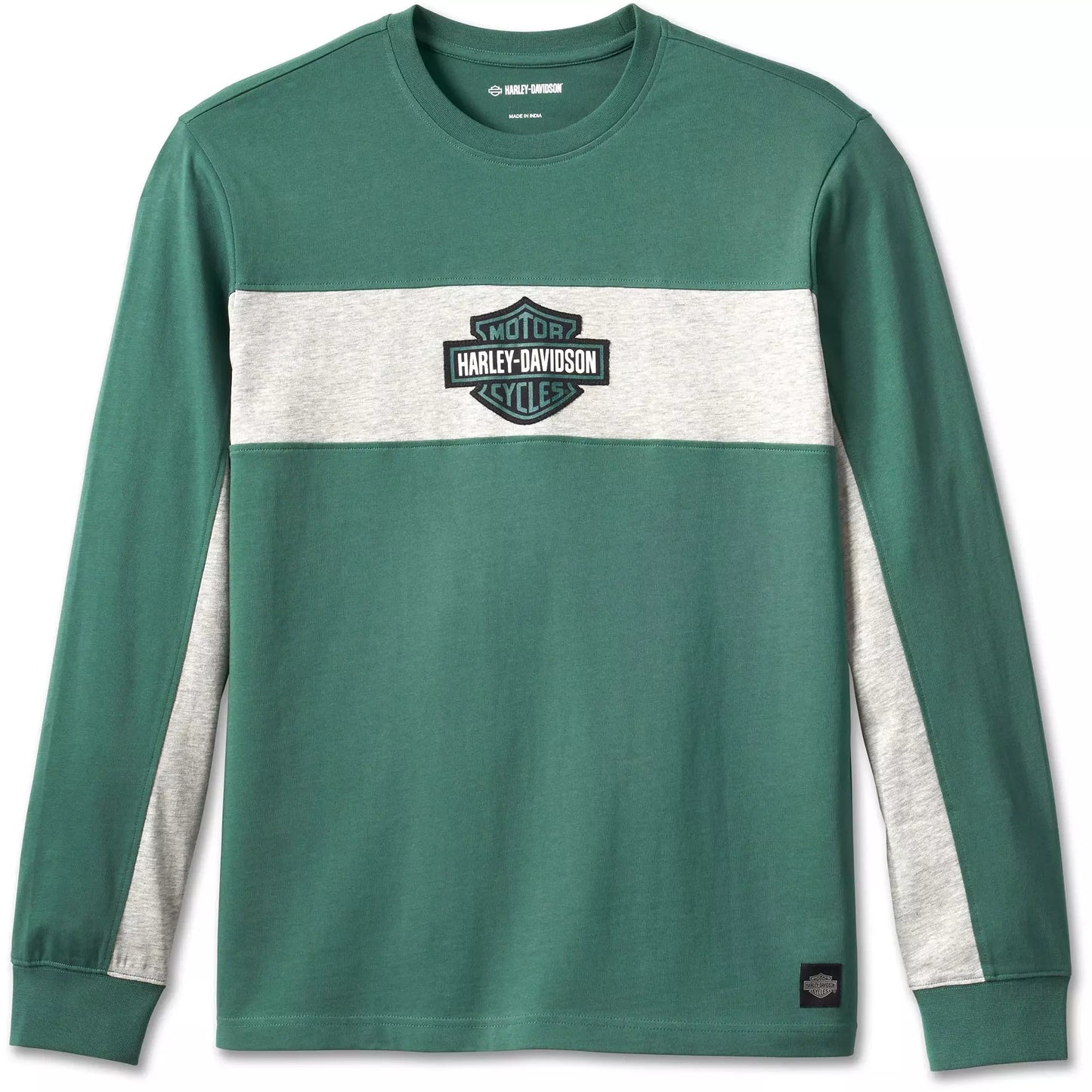 Harley-Davidson® Men's Racing Bar & Shield Tee - Colourblocked- Bistro Green