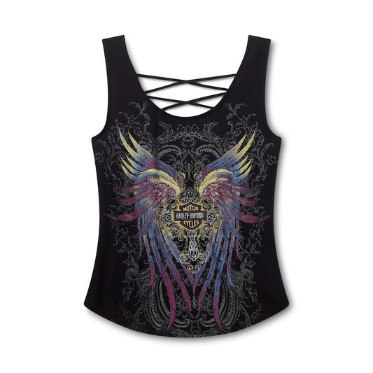 Harley-Davidson® Women's Bling H-D® Moto Wings Laced Back Tank
