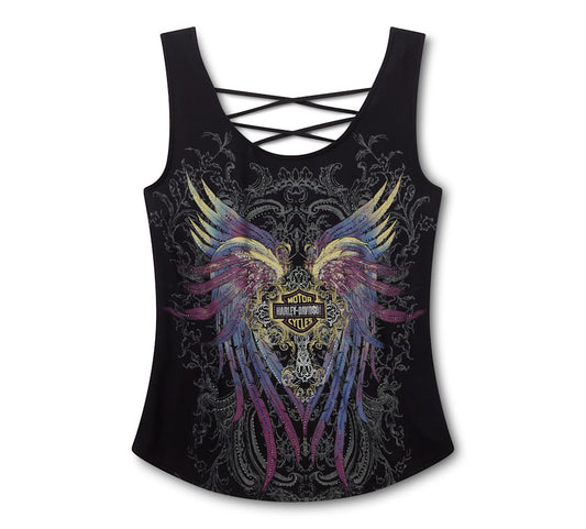 Harley-Davidson® Women's Bling H-D® Moto Wings Laced Back Tank