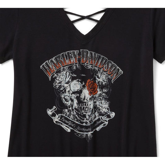 Harley-Davidson® Women's Bling H-D® Afterlife Short Sleeve Laced Back Tee