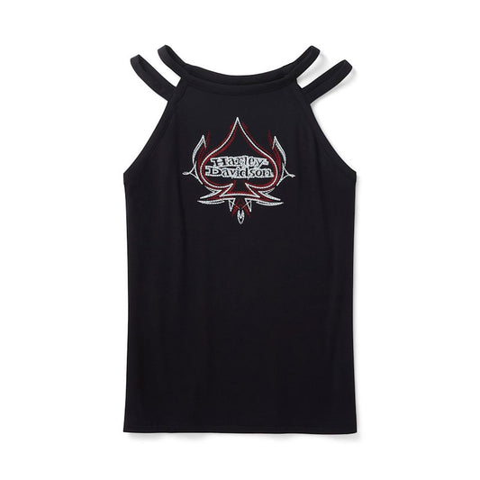 Harley-Davidson® Women's Bling Spades Strappy High Neck Tank