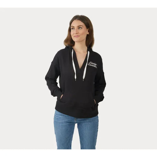 Harley-Davidson® Women's Valley Rumblers V-Neck Pullover Hoodie - Black Beauty