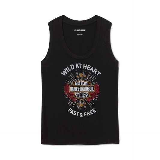 Harley-Davidson® Women's Bling Iron Rose Tank - Harley Black