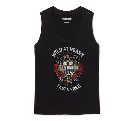 Harley-Davidson® Women's Bling Iron Rose Tank - Harley Black