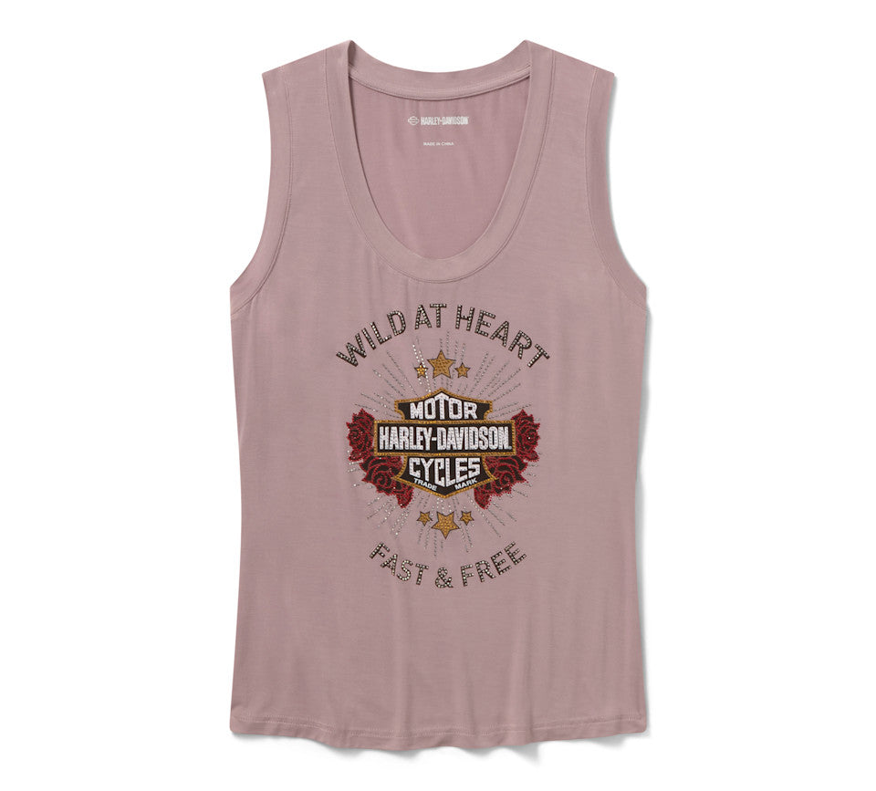 Harley-Davidson® Women's Bling Iron Rose Tank - Dusty Mauve