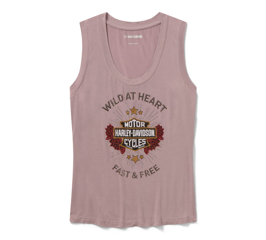 Harley-Davidson® Women's Bling Iron Rose Tank - Dusty Mauve