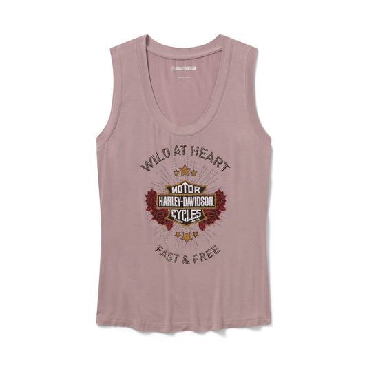 Harley-Davidson® Women's Bling Iron Rose Tank - Dusty Mauve