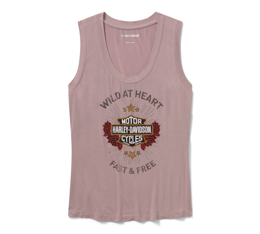Harley-Davidson® Women's Bling Iron Rose Tank - Dusty Mauve