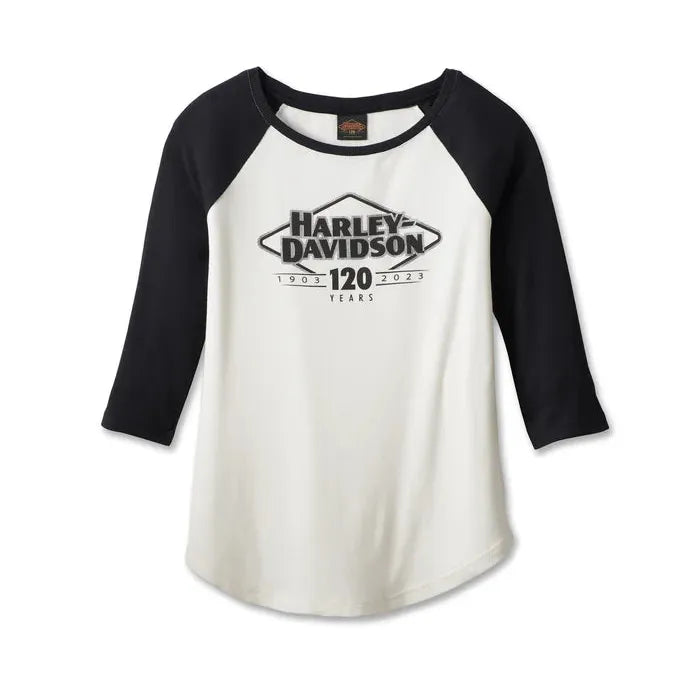 Harley-Davidson® Women's 120th Anniversary Speedbird Diamond Knit Top - Cloud Dancer