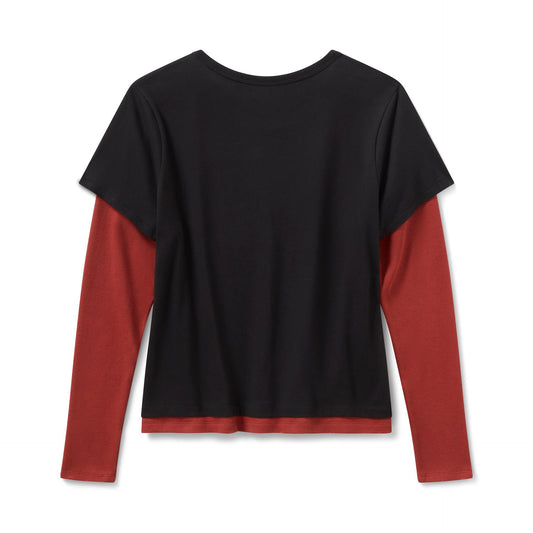Harley-Davidson® Women's H-D American Classic Layered Top - Colorblock - Harley Black & Barn Red