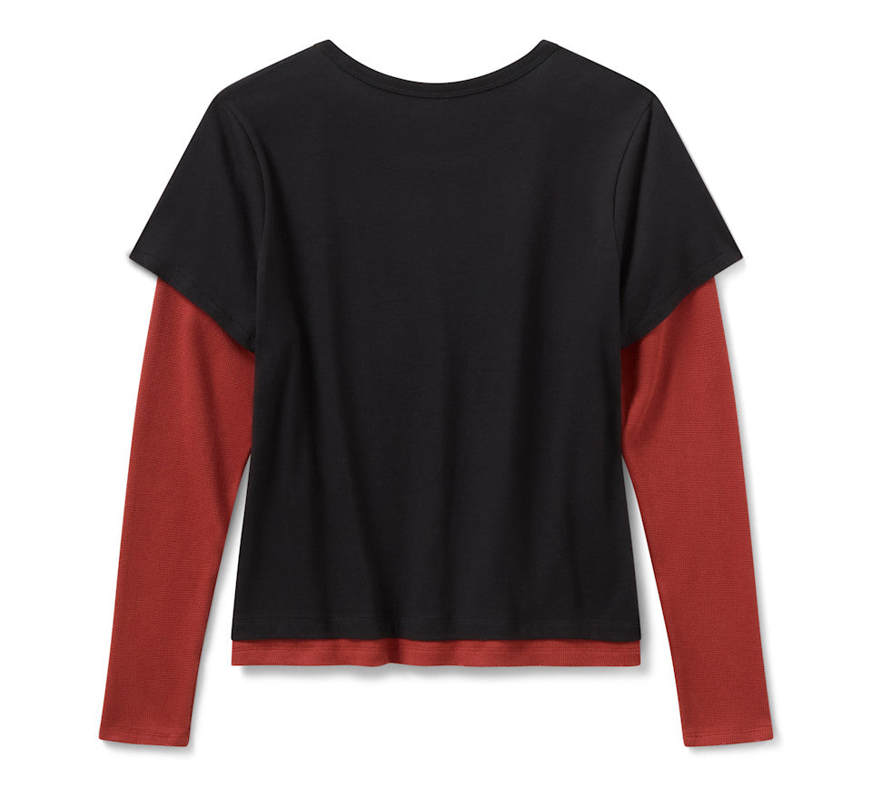 Harley-Davidson® Women's H-D American Classic Layered Top - Colorblock - Harley Black & Barn Red