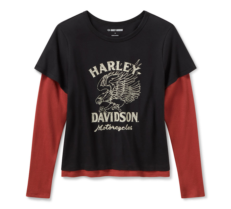 Harley-Davidson® Women's H-D American Classic Layered Top - Colorblock - Harley Black & Barn Red