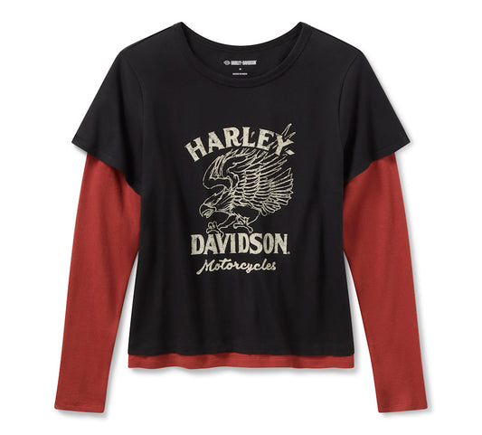 Harley-Davidson® Women's H-D American Classic Layered Top - Colorblock - Harley Black & Barn Red