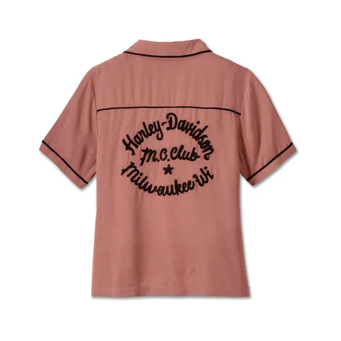Harley-Davidson® Women's Club Crew Contrast Piping Shirt - Light Mahogany