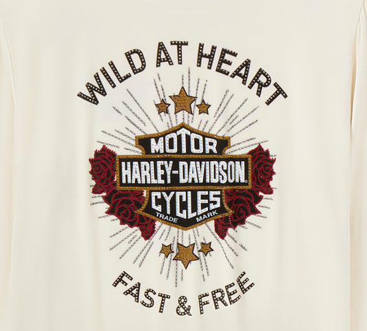 Harley-Davidson® Women's Bling Iron Rose Long Sleeve Top - Birch