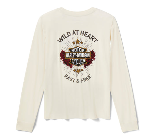 Harley-Davidson® Women's Bling Iron Rose Long Sleeve Top - Birch