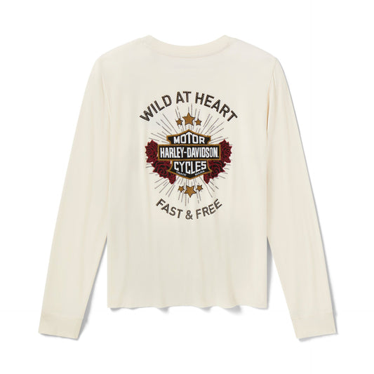 Harley-Davidson® Women's Bling Iron Rose Long Sleeve Top - Birch