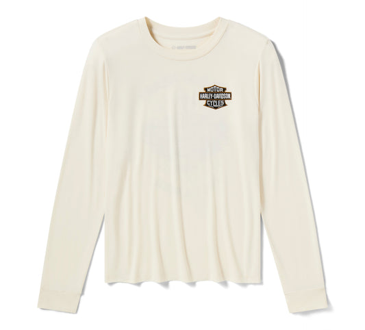 Harley-Davidson® Women's Bling Iron Rose Long Sleeve Top - Birch