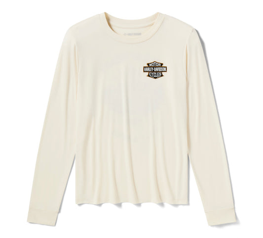 Harley-Davidson® Women's Bling Iron Rose Long Sleeve Top - Birch
