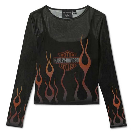 Harley-Davidson® Women's Flames For Days Mesh Top - Harley Black