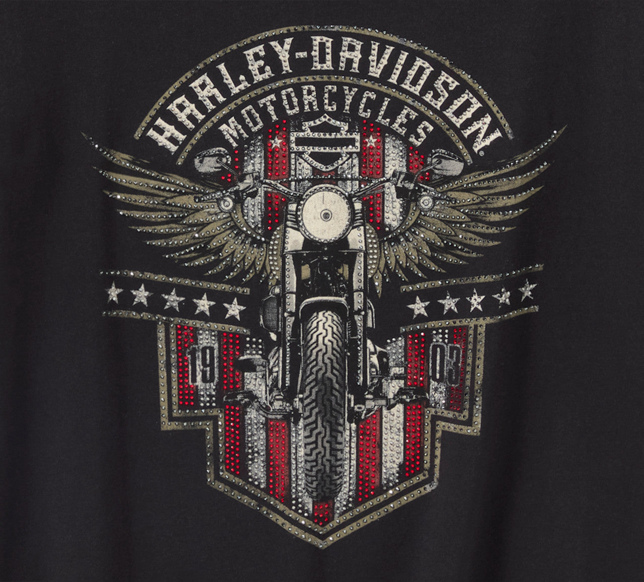 Harley-Davidson® Women's Bling Rally Rip & Repair Cold Shoulder V Neck Tee
