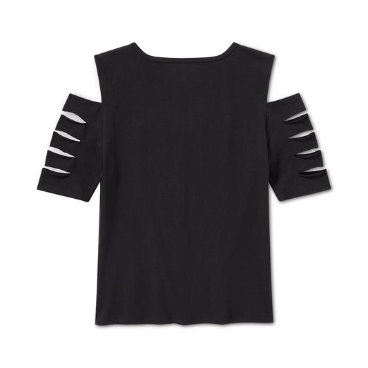 Harley-Davidson® Women's Bling Rally Rip & Repair Cold Shoulder V Neck Tee