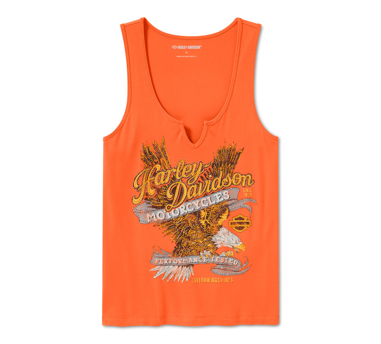 Harley-Davidson® Women's Bling Live to Ride Notch Neck Tank - Harley Orange
