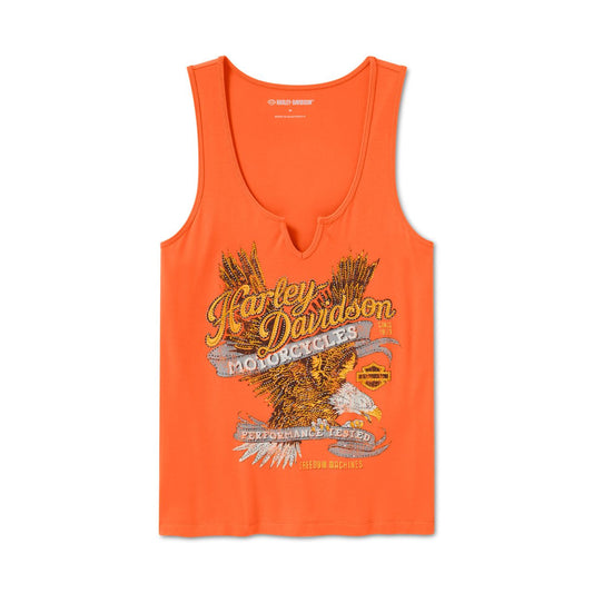 Harley-Davidson® Women's Bling Live to Ride Notch Neck Tank - Harley Orange