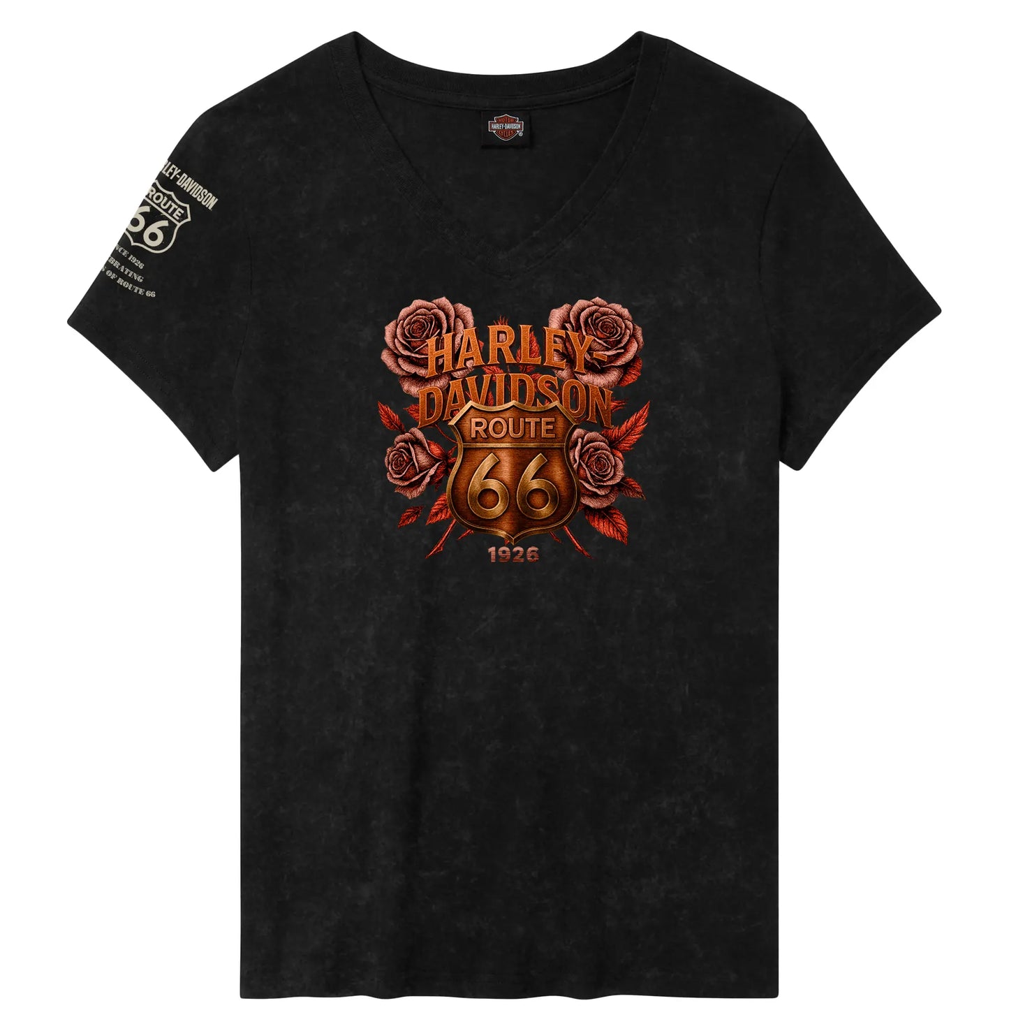 Harley-Davidson® Women's H-D Route 66 Foil Legendary Short Sleeve V-Neck Tee