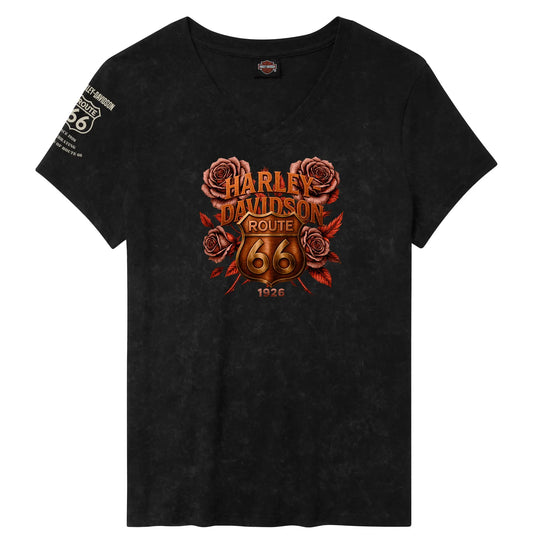 Harley-Davidson® Women's H-D Route 66 Foil Legendary Short Sleeve V-Neck Tee