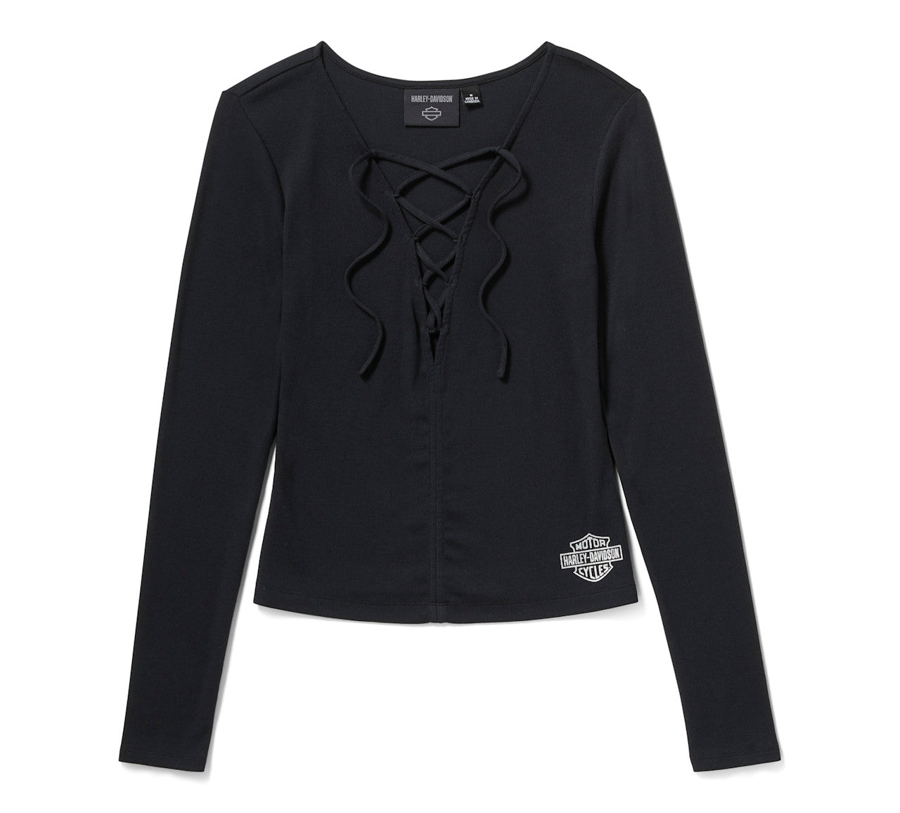 Harley-Davidson® Women's Lace Up Long Sleeve Top - Harley Black