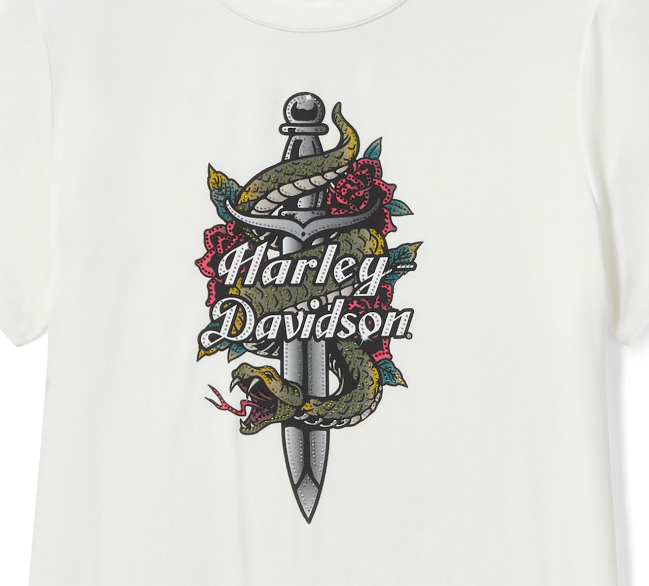 Harley-Davidson® Women's Serpent Rose Bling Crew Neck Tee