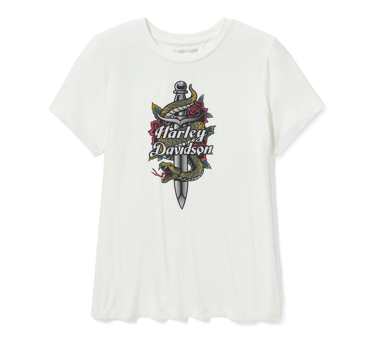 Harley-Davidson® Women's Serpent Rose Bling Crew Neck Tee