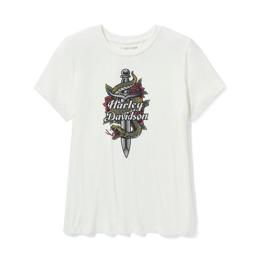 Harley-Davidson® Women's Serpent Rose Bling Crew Neck Tee