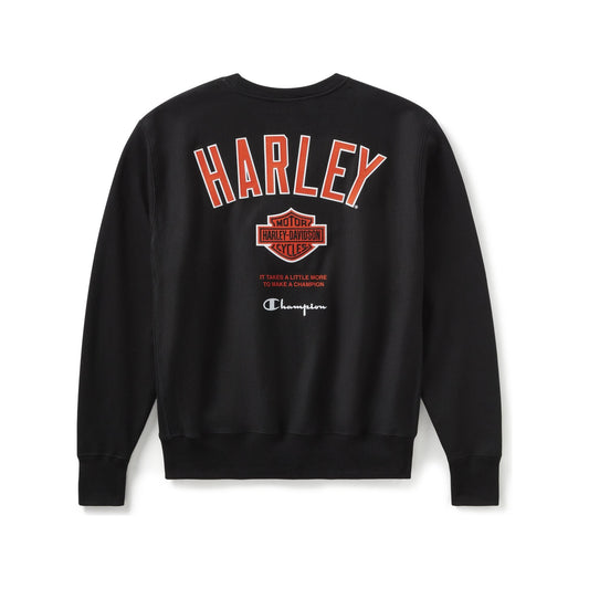 Champion x Harley-Davidson Fanatic Crew Neck Sweatshirt - Black & Orange Champion